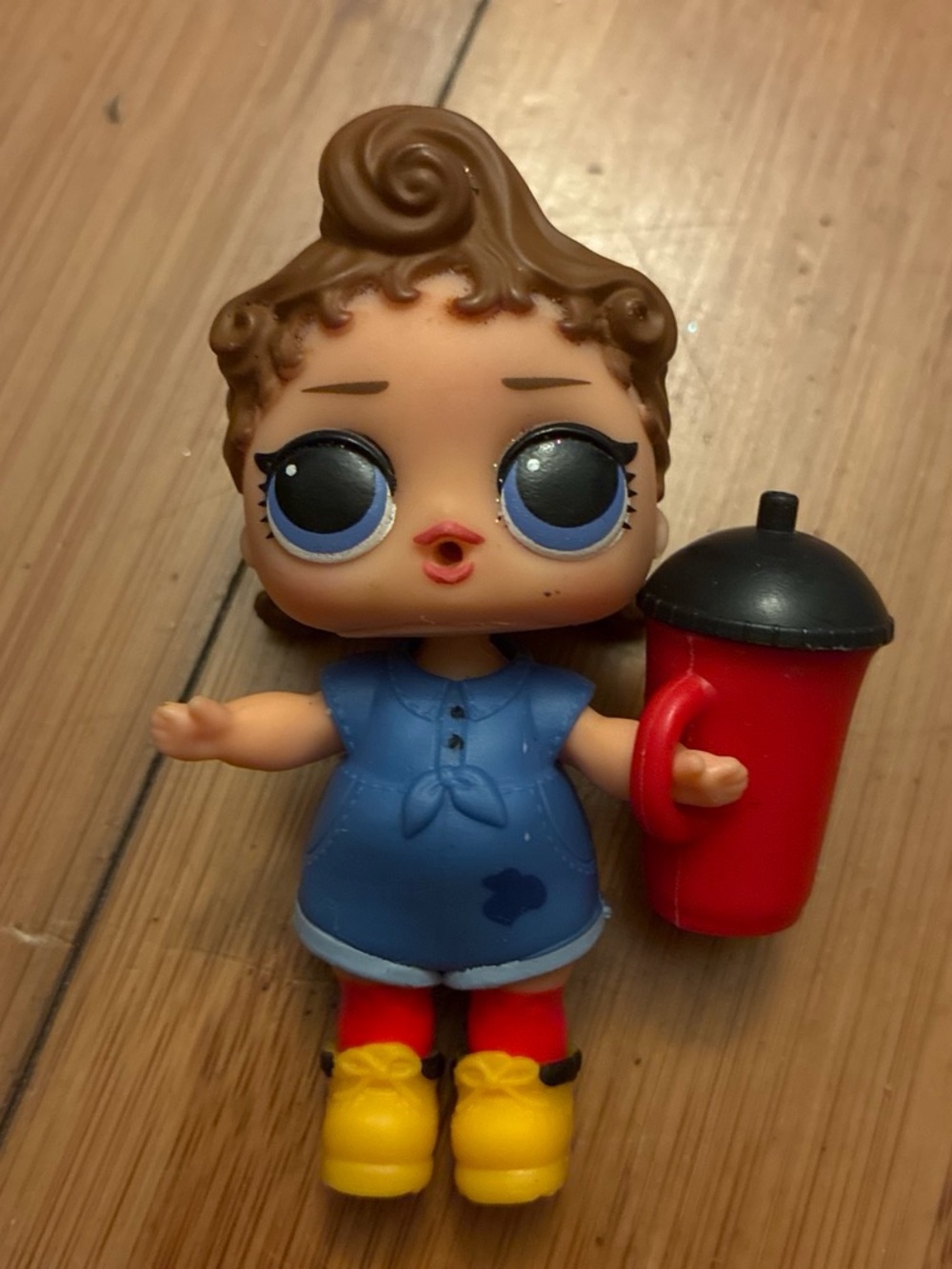 Blue Dress Doll with Red Cup and Yellow Boots - Kids Toy